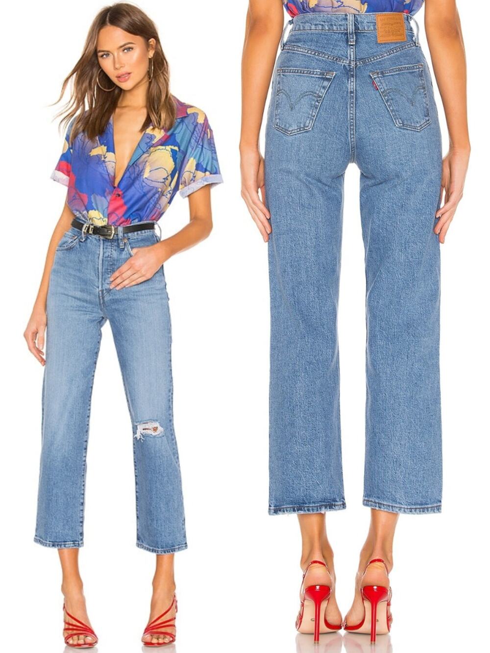 LEVI'S Premium Ribcage Straight Jean In Haters Gonna Hate Blue Size 27